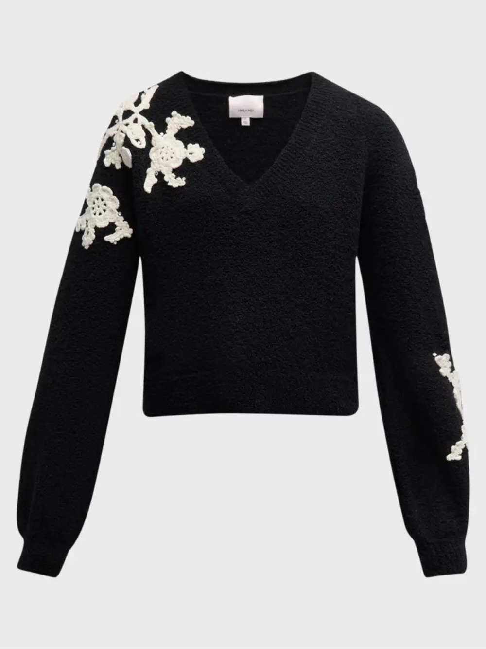 cinq a sept Dana Floral Crochet Wool-Blend Sweater Medium M